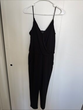 1. State Black Spaghetti-Strap Surplice Jumpsuit